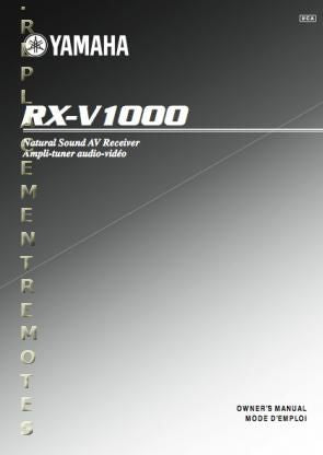 Yamaha RXV1000 Audio/Video Receiver Operating Manual