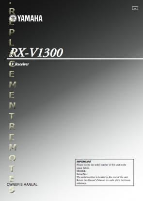 Yamaha rxv1300 Audio/Video Receiver Operating Manual