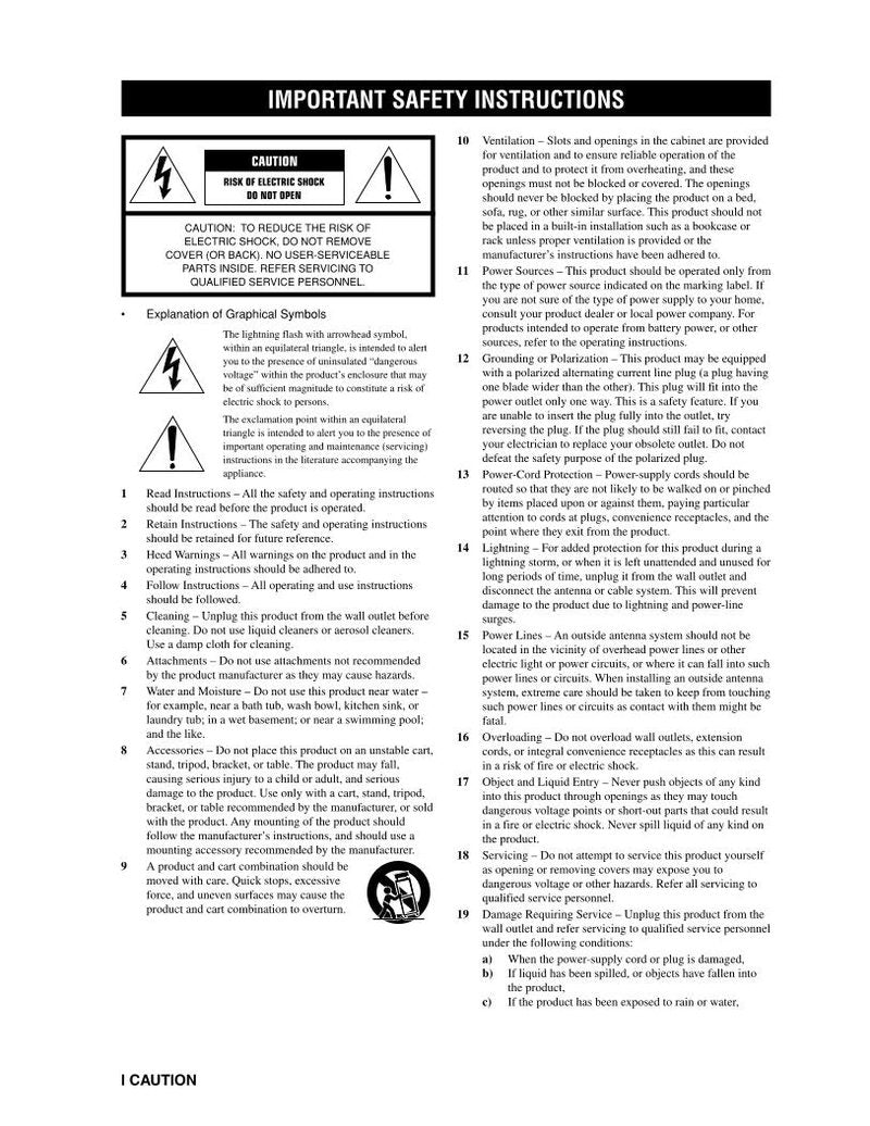 Yamaha RXV2300 Audio/Video Receiver Operating Manual