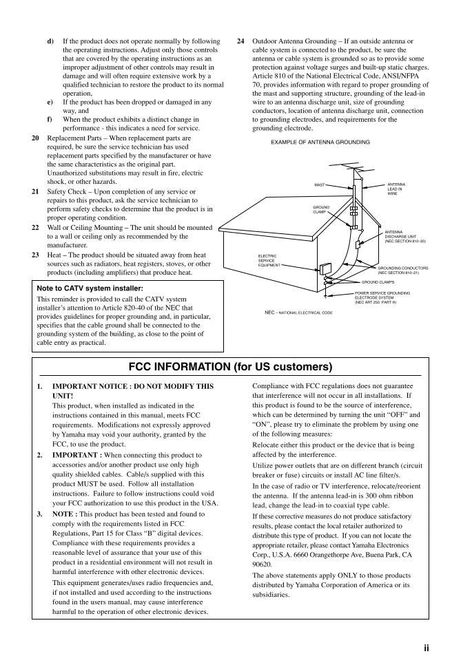 Yamaha RXV350 RXV357 Audio/Video Receiver Operating Manual