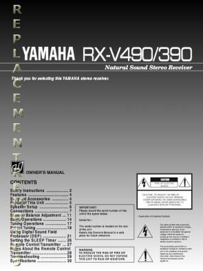 Yamaha RXV390 RXV490 Audio/Video Receiver Operating Manual