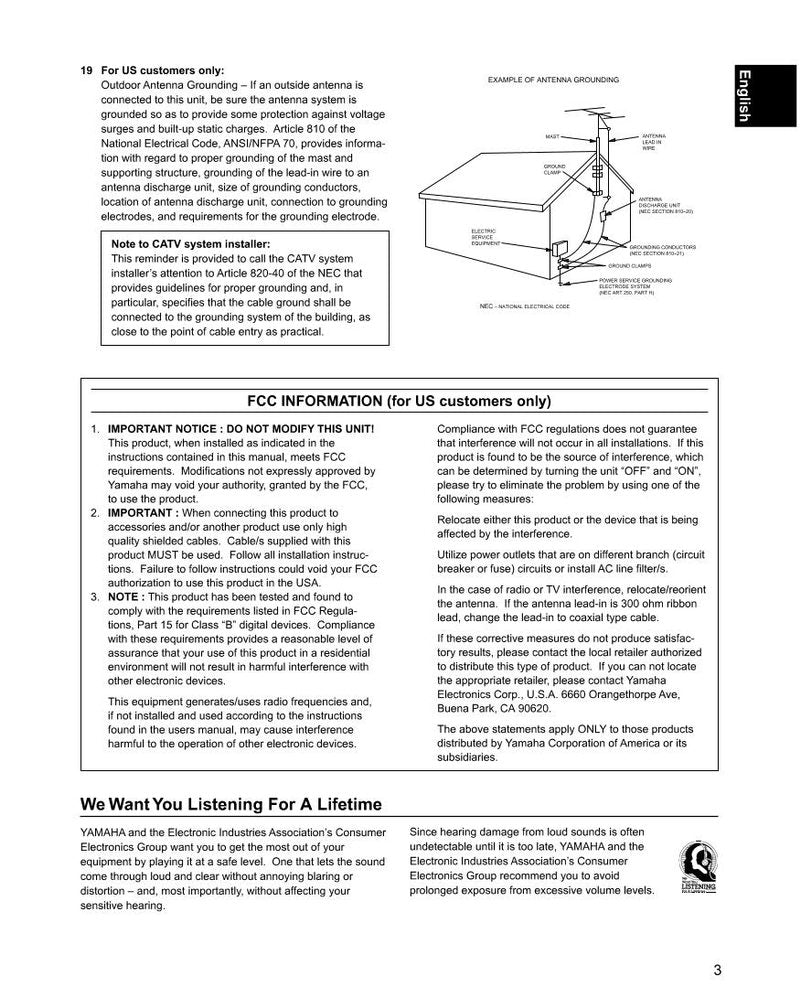 Yamaha HTR5150 RXV595A Audio/Video Receiver Operating Manual