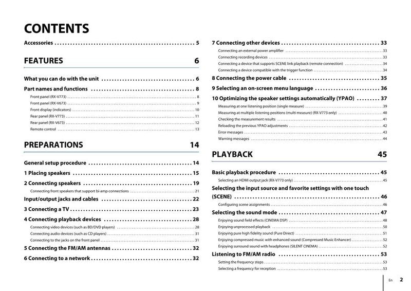 Yamaha RXV673 RXV673BL RXV773 Audio/Video Receiver Operating Manual