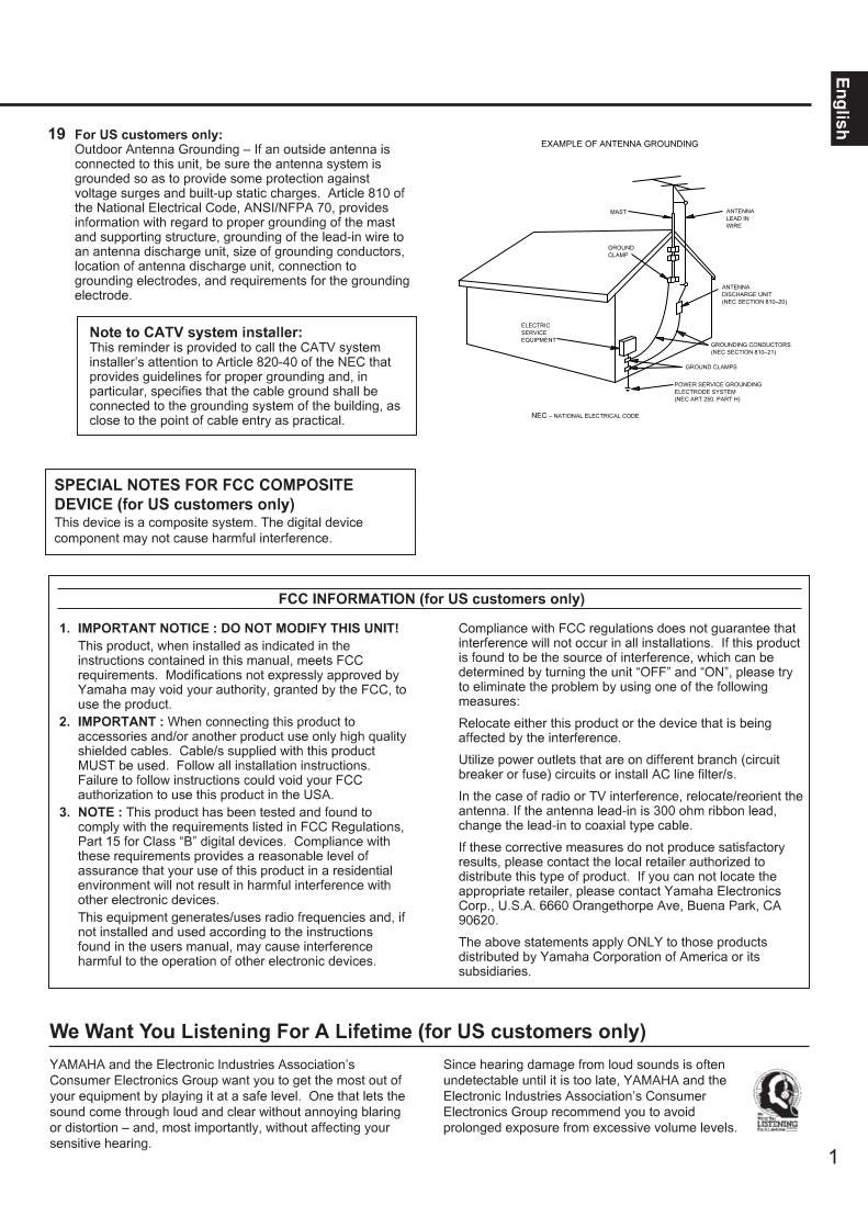 Yamaha RXV592 RXV692 Audio/Video Receiver Operating Manual