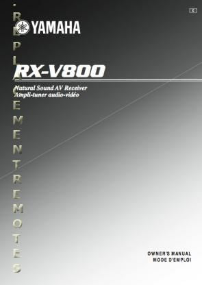 Yamaha RXV800 Audio/Video Receiver Operating Manual