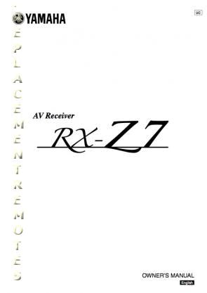 Yamaha RXZ7 Audio/Video Receiver Operating Manual