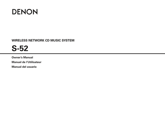 Denon S-52 Network CD Player/ Music System Owner/ User Manual (Pages: 39)