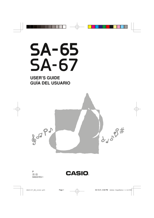 Casio SA-65 & SA-67 Keyboard Piano Owner's/ User Manual (Pages: 18)