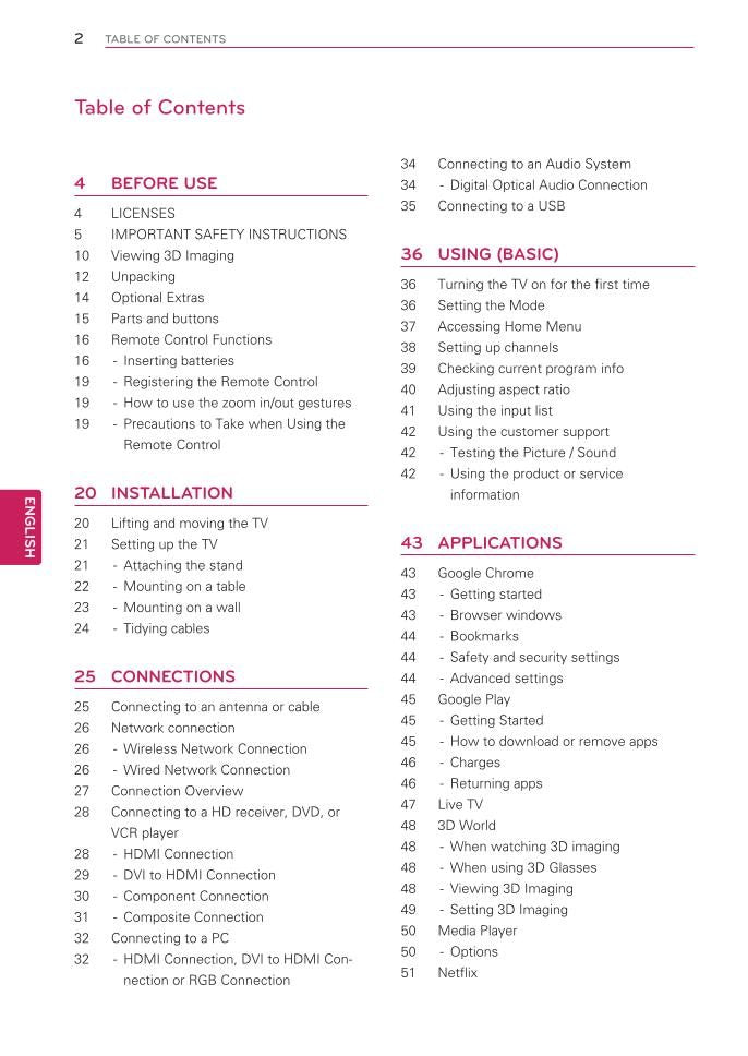 LG 47 G 2 TV Operating Manual