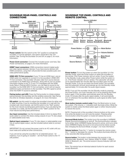 JBL SB400 Sound Bar System Operating Manual