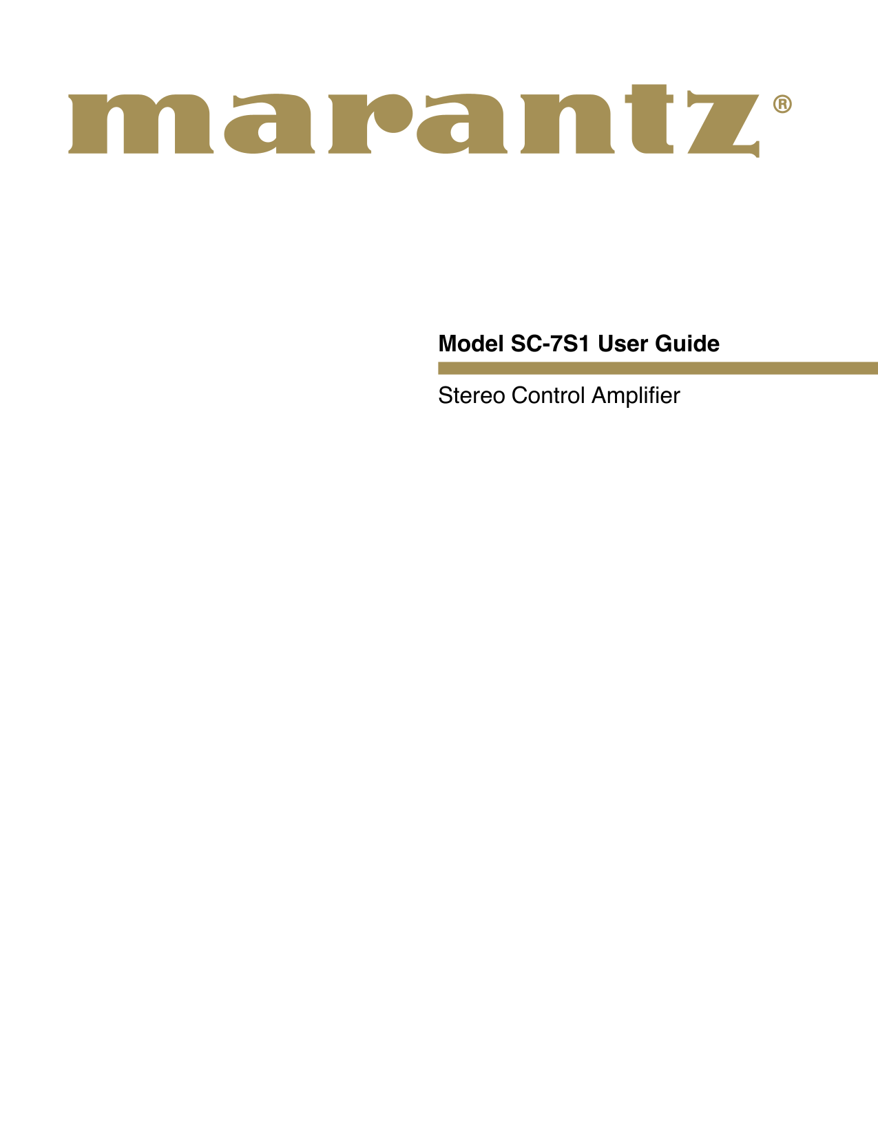 Marantz SC-7 S 1 Amplifier Owner/ User Manual (Pages: 45)
