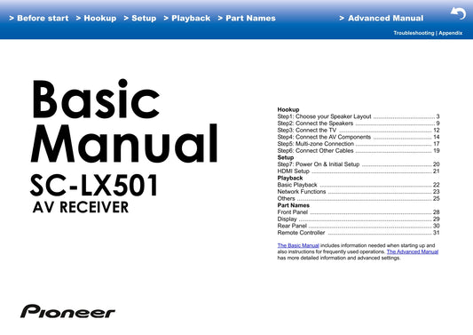 Pioneer SC-LX501 Receiver Owner/ User Manual (Advanced) (Pages: 99)