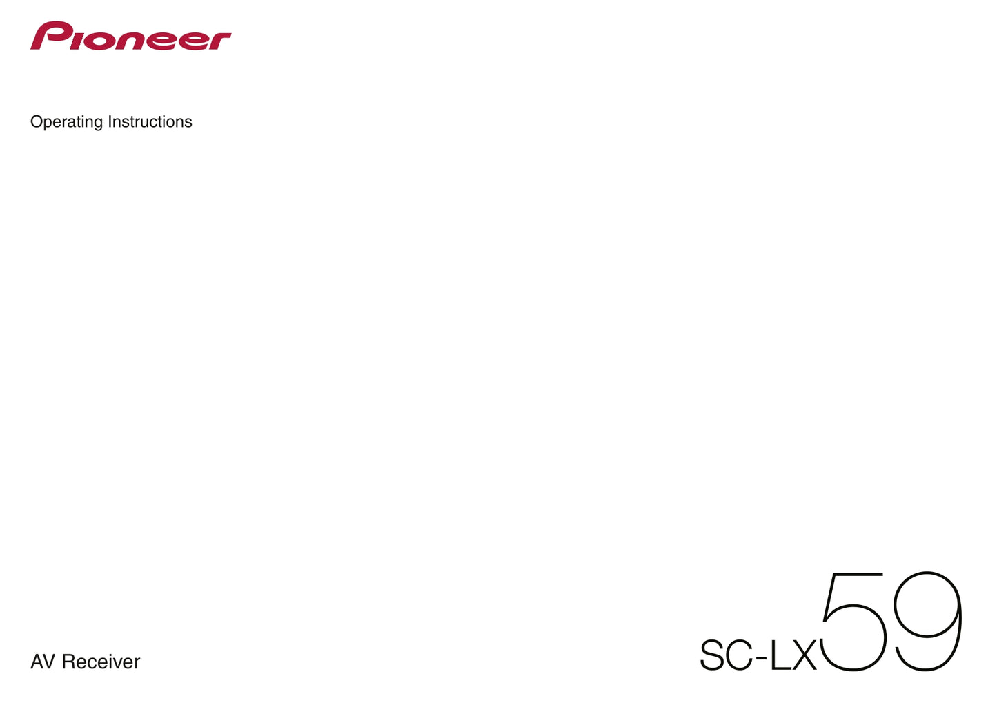 Pioneer SC-LX59 Receiver Owner/ User Manual (Pages: 146)