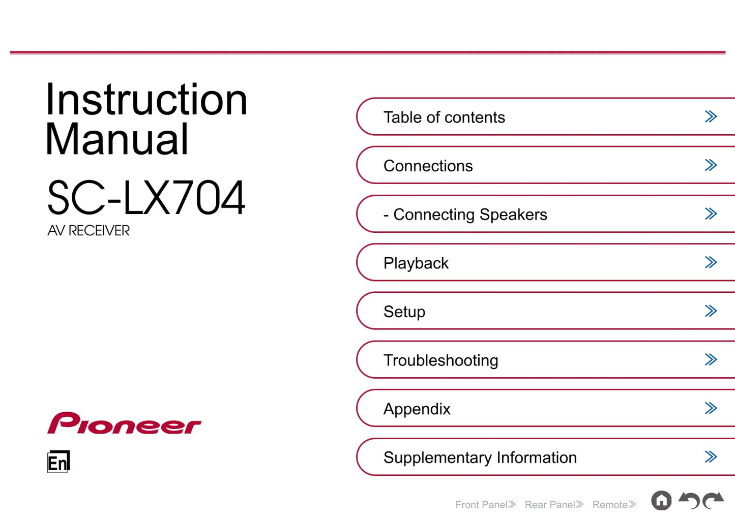 Pioneer SC-LX704 Receiver Owner/ User Manual (Pages: 223)