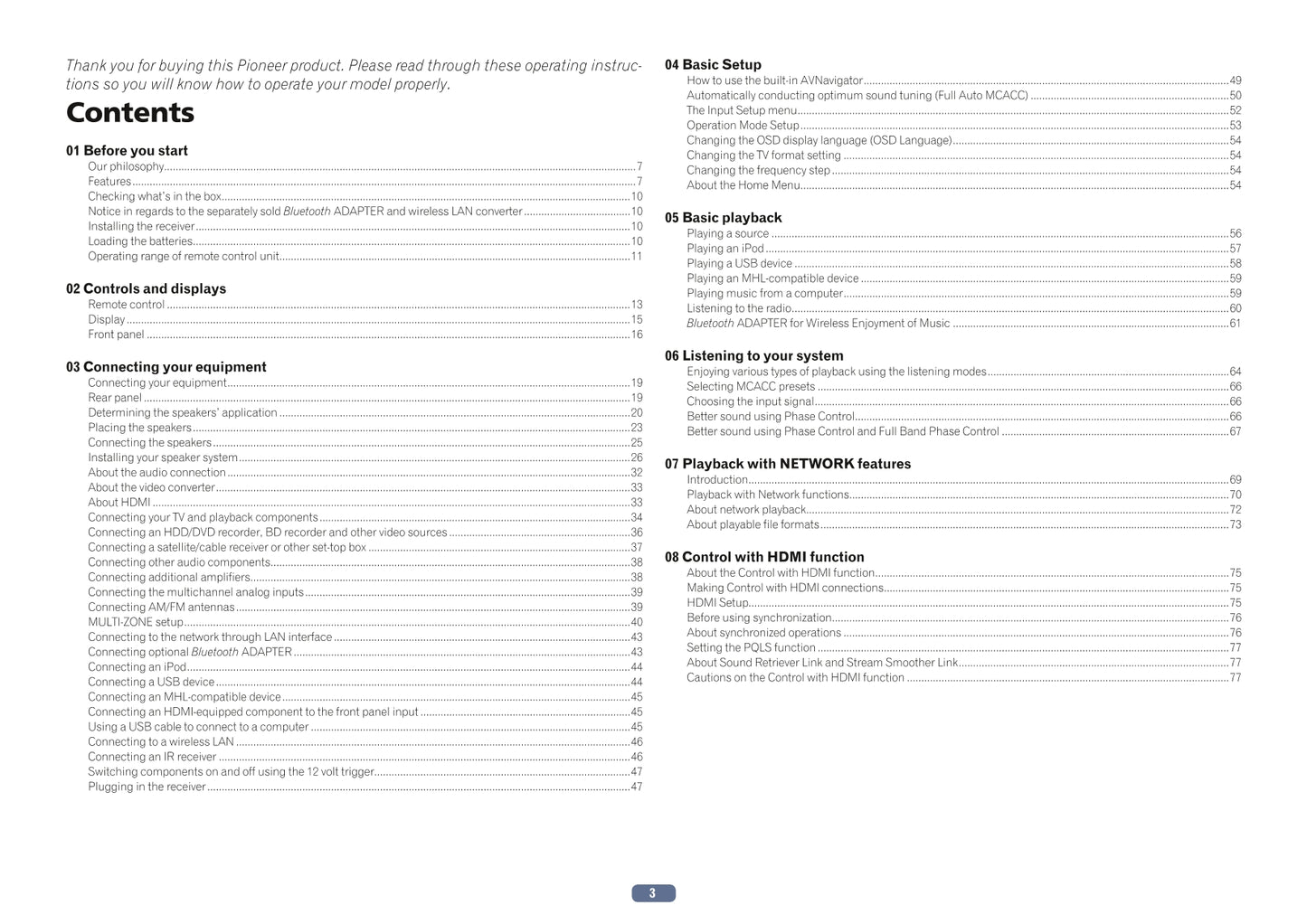 Pioneer SC-LX78 & SC-LX88 Receiver Owner/ User Manual (Pages: 141)