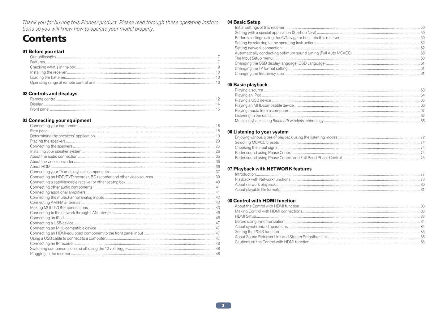 Pioneer SC-LX79 & SC-LX89 Receiver Owner/ User Manual (Pages: 150)