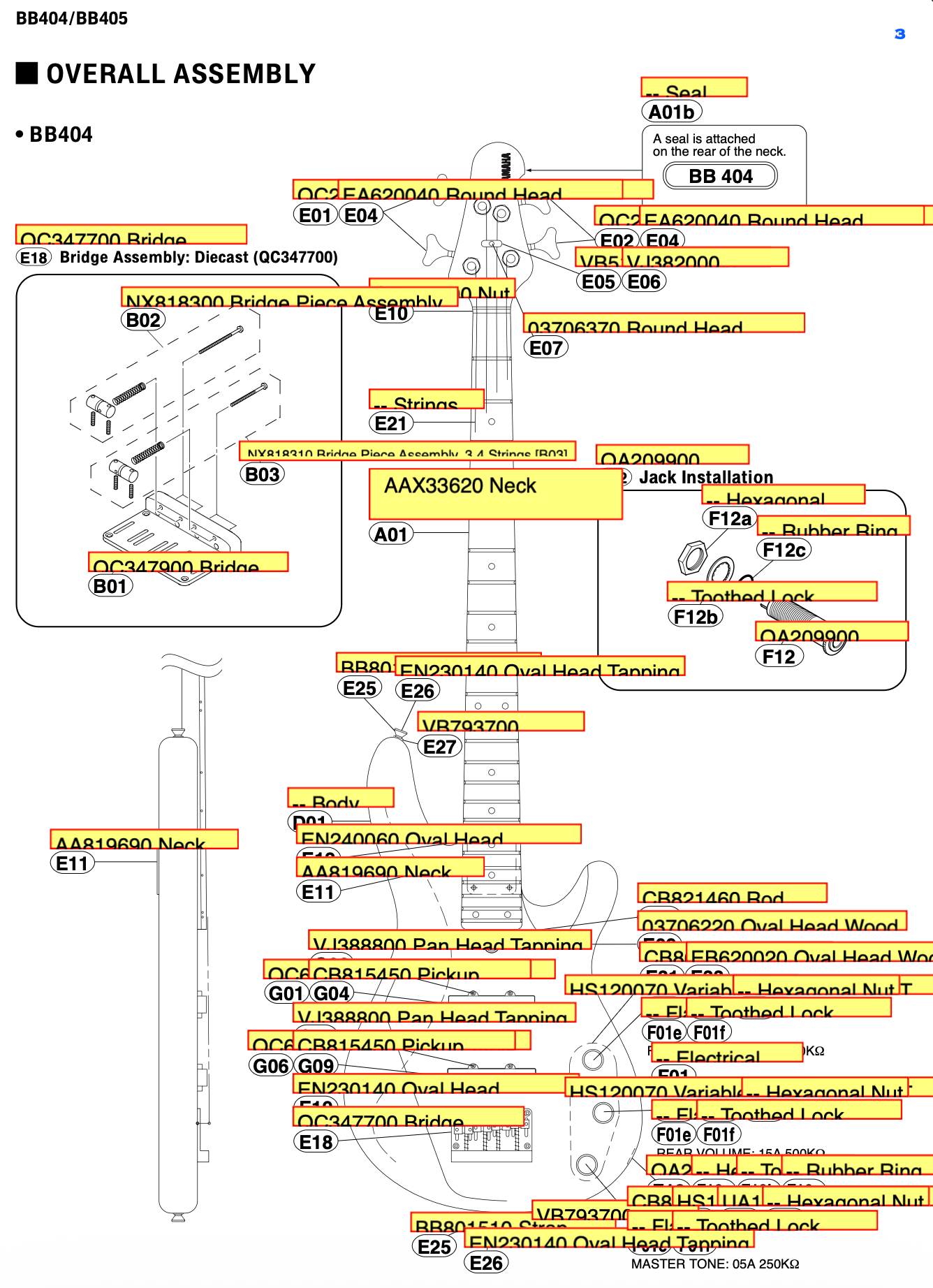 Yamaha BB Series Bass Guitar Service Manual Collection (Pages: 202)
