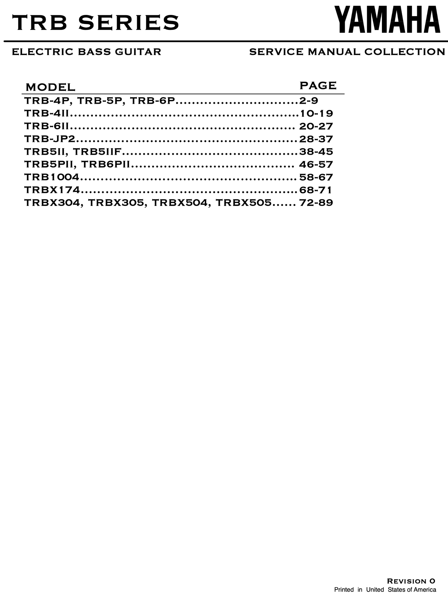 Yamaha Bass Guitar Service Manual Ultimate Collection (Manuals: 58; Pages: 370)