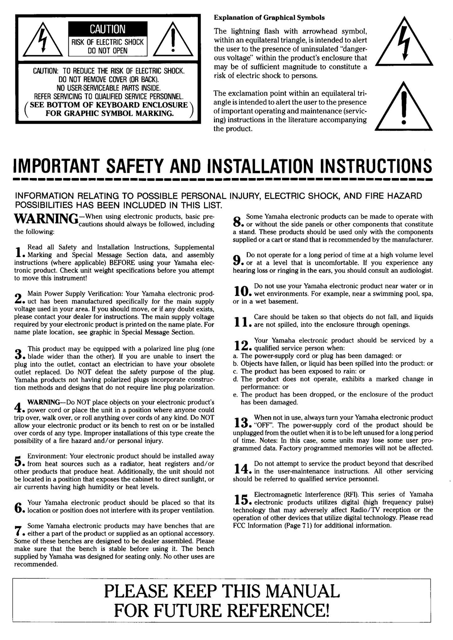 Yamaha HS-8 Electone Organ Owner's/ User Manual (Pages: 86)