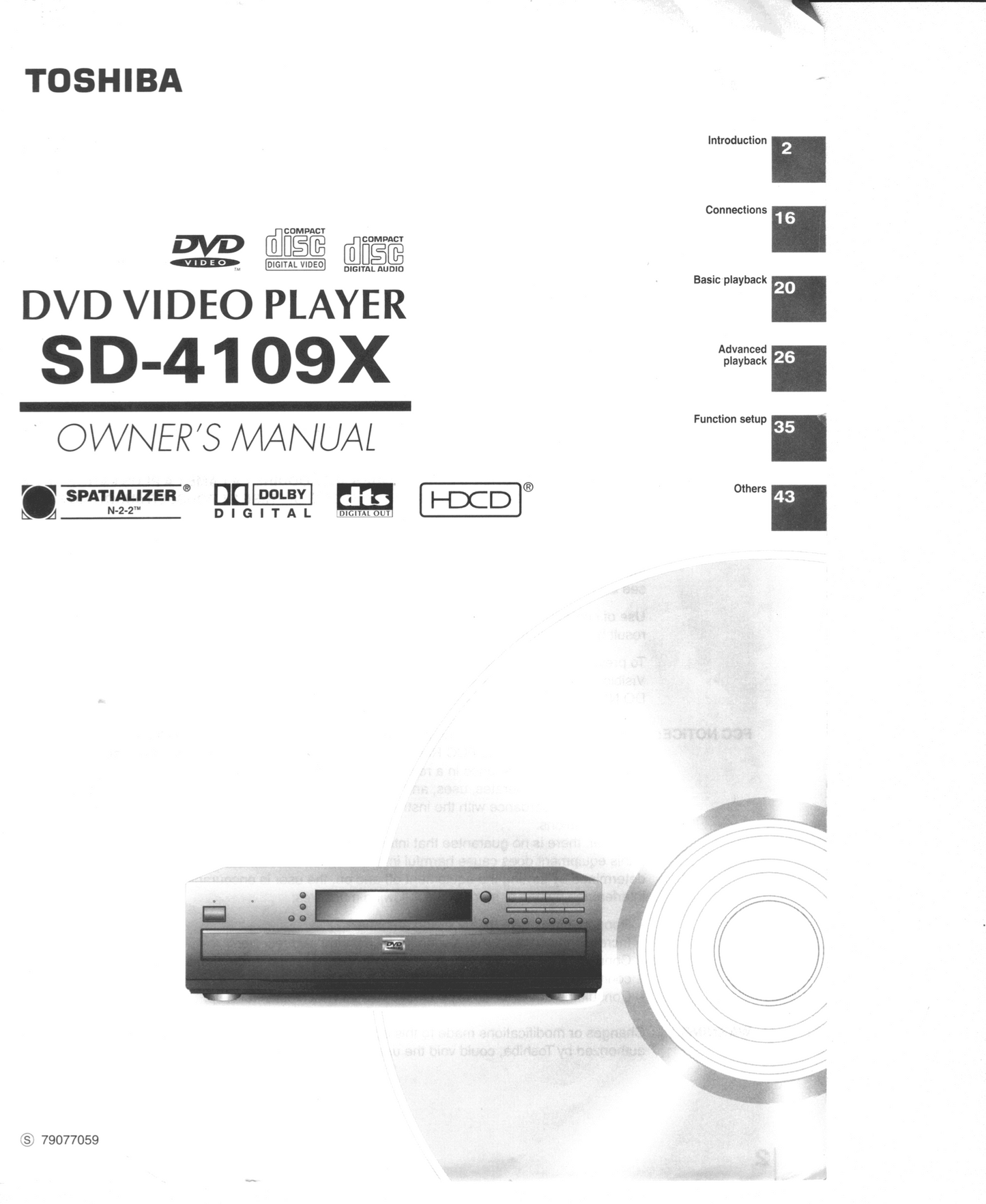 Toshiba SD4109X ser0028 DVD Player Operating Manual