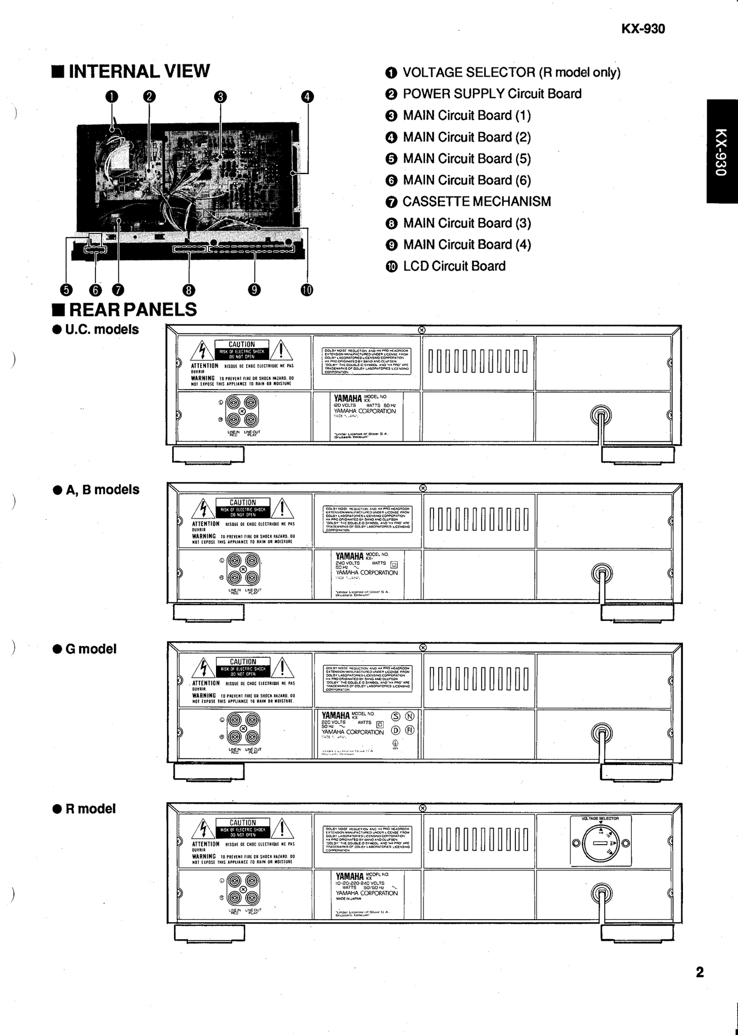 Yamaha KX-930 Cassette Deck Owner's Manual