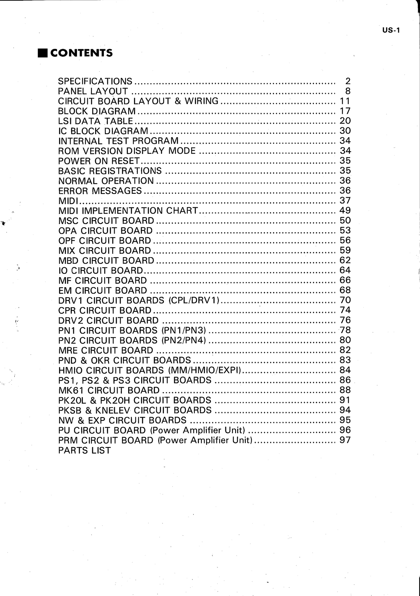 Yamaha US-1 Electone Organ Service Manual (Pages: 98)