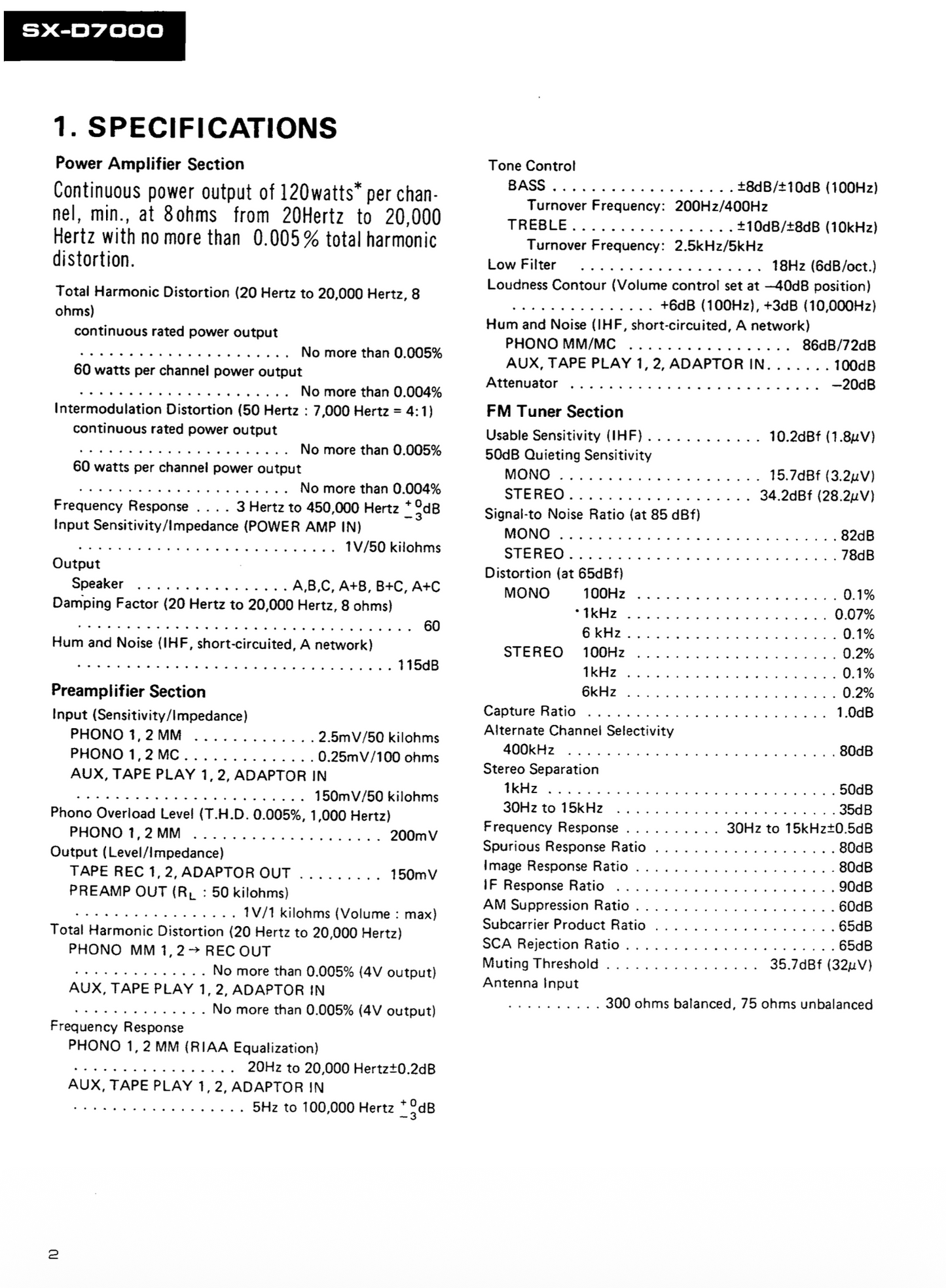 Pioneer SX-D7000 Synthesized Stereo Receiver Owner & Service Manual (Pages: 56)
