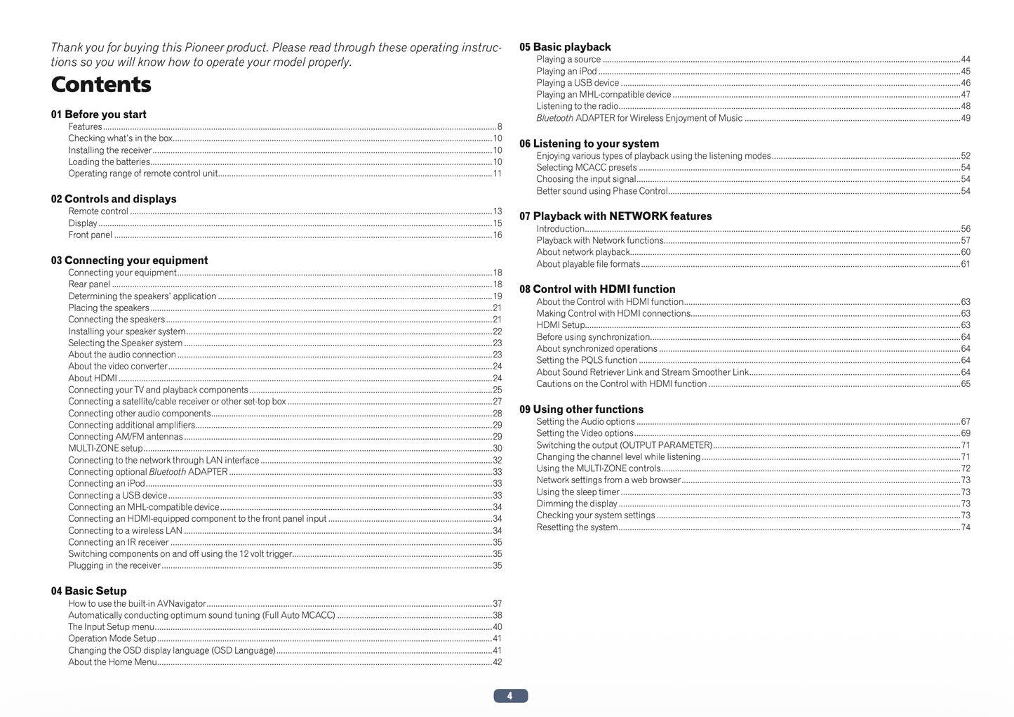 Pioneer VSX-80 Audio/Video Receiver Operating Manual
