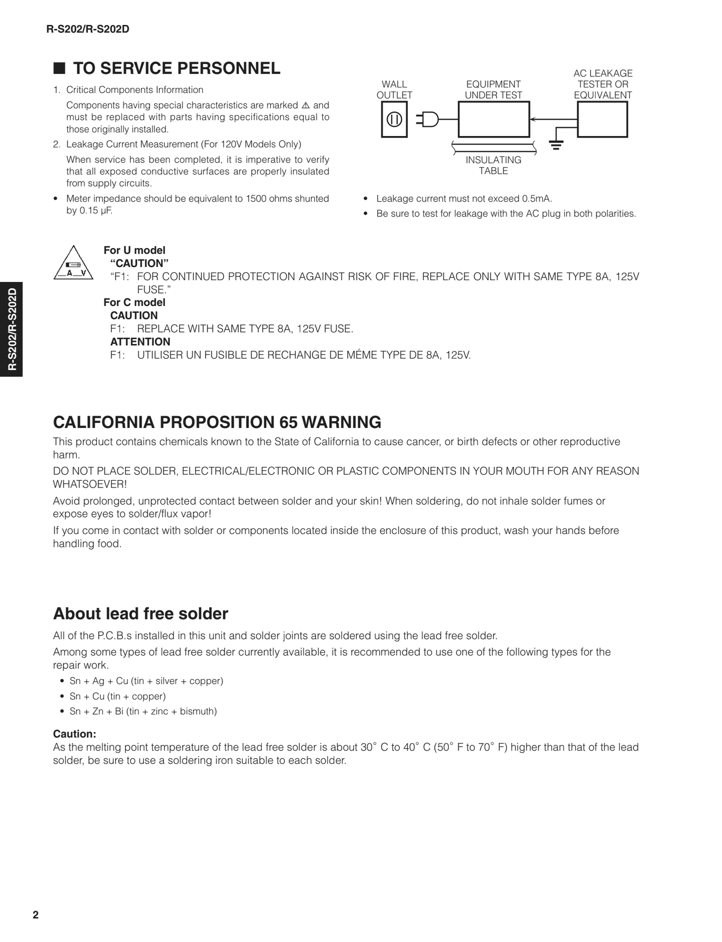 Yamaha R-S202 & R-S202D CD Player Service Manual (Pages: 61)