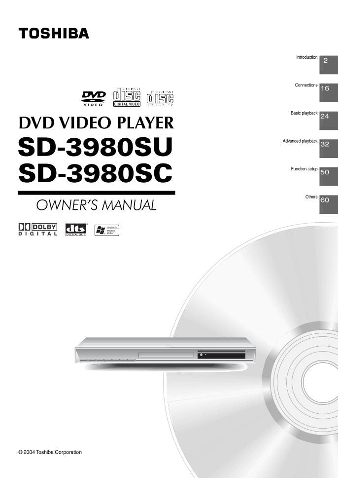 Toshiba SD3980 SD3980SC SD3980SU DVD Player Operating Manual