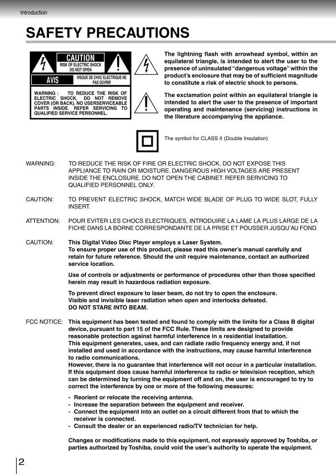 Toshiba SD3980 SD3980SC SD3980SU DVD Player Operating Manual