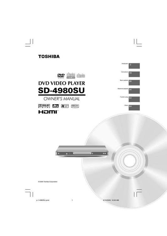 Toshiba SD4980 SD4980SU SER0168 DVD Player Operating Manual