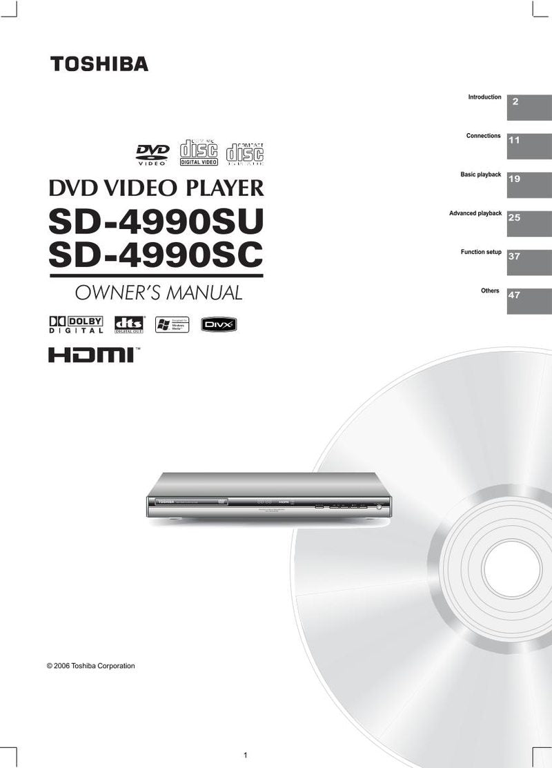 Toshiba SD4990 SD4990SC SD4990SU DVD Player Operating Manual