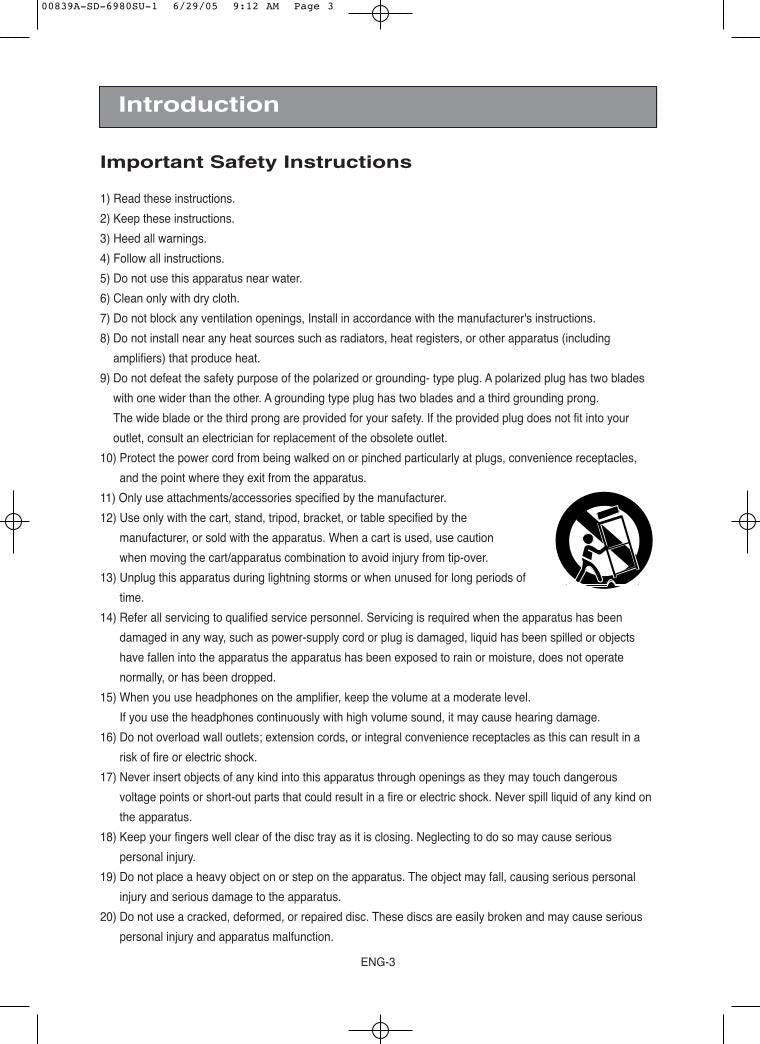 Toshiba SD6980 SD6980SU ser0201 DVD Player Operating Manual