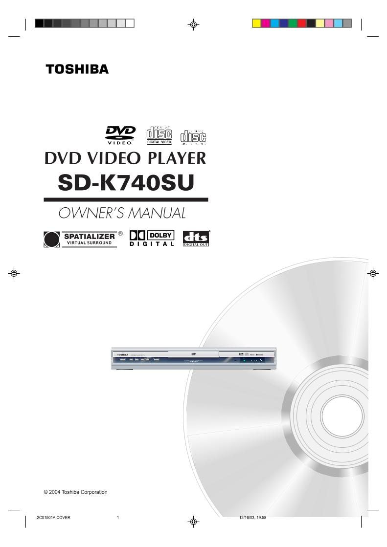 Toshiba SDK740 SDK740SU SER0121 DVD Player Operating Manual