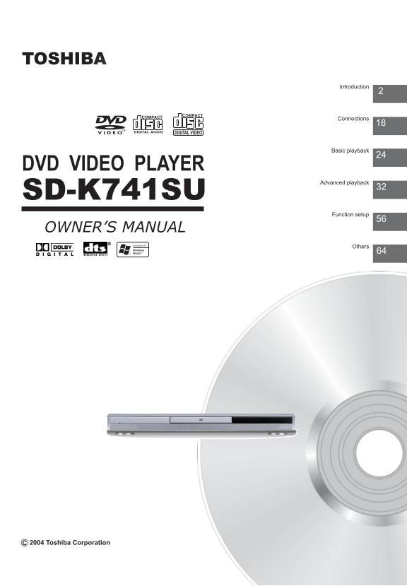 Toshiba SDK741 SDK741SC SDK741SU DVD Player Operating Manual