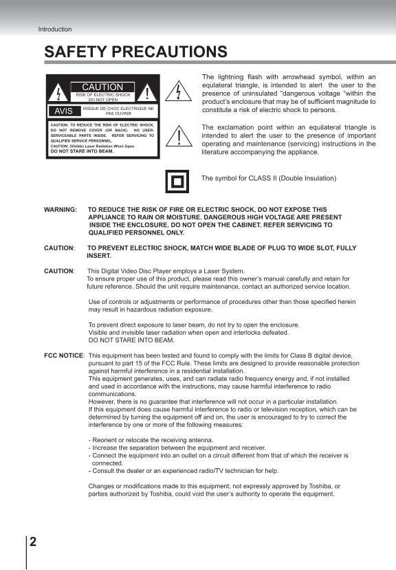 Toshiba SDK741 SDK741SC SDK741SU DVD Player Operating Manual