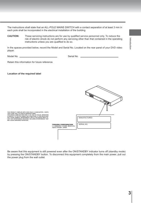 Toshiba SDK741 SDK741SC SDK741SU DVD Player Operating Manual