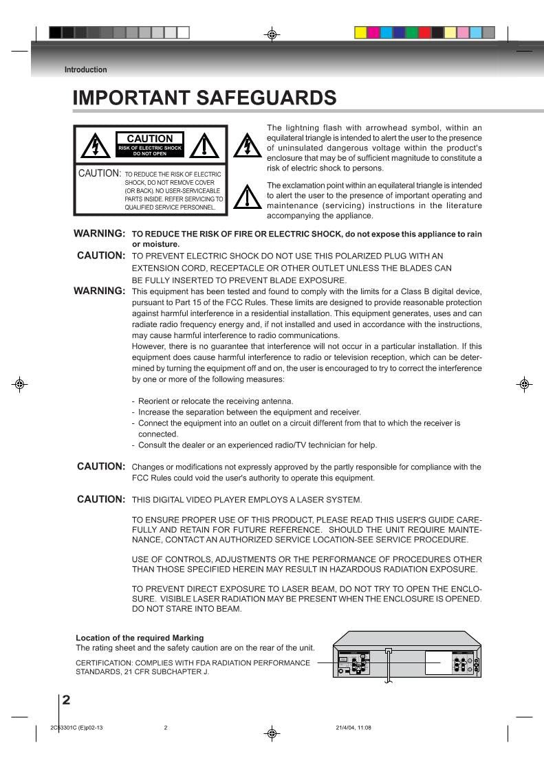 Toshiba SDV392 SDV392SU SER0108 DVD/VCR Combo Player Operating Manual