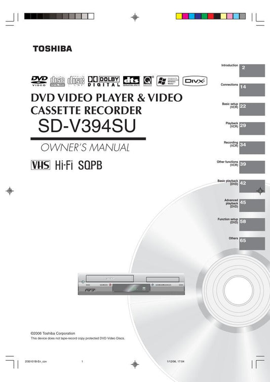 Toshiba SDKV550 SDKV550SU SDV394 DVD/VCR Combo Player Operating Manual