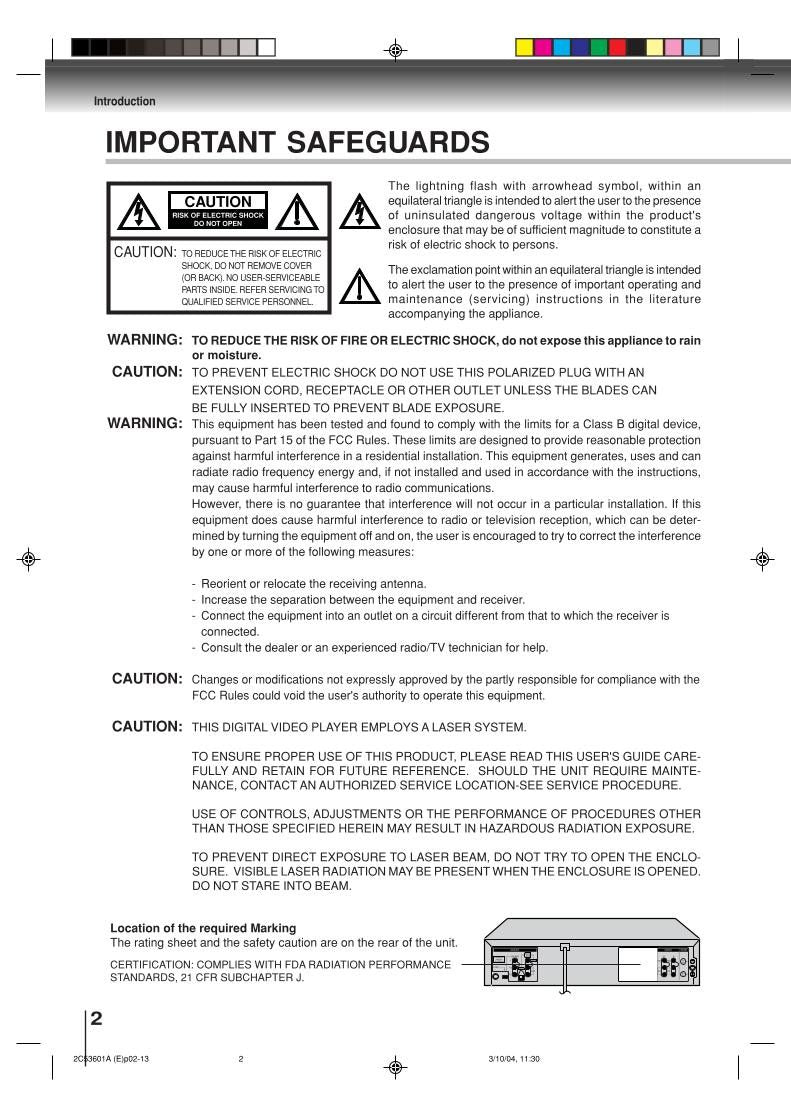 Toshiba SDV396 SDV396SU SER0108 DVD/VCR Combo Player Operating Manual