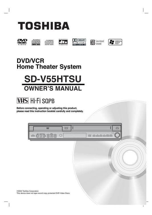 Toshiba SDV55HT SDV55HTSU ser0135 DVD/VCR Combo Player Operating Manual