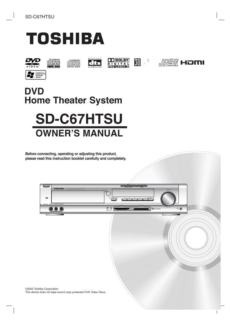 Toshiba SDc67ht SDc67htsu DVD Player Operating Manual