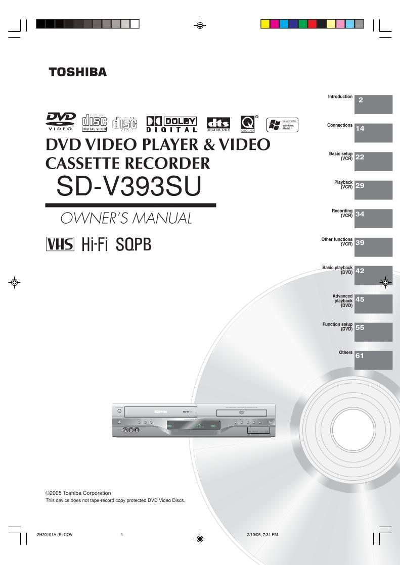 Toshiba SER0170 DVD/VCR Combo Player Operating Manual