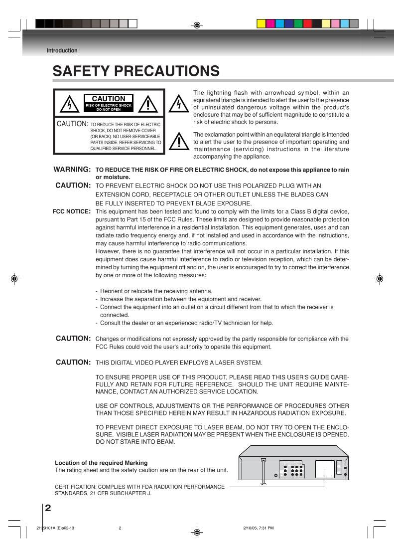 Toshiba SER0170 DVD/VCR Combo Player Operating Manual