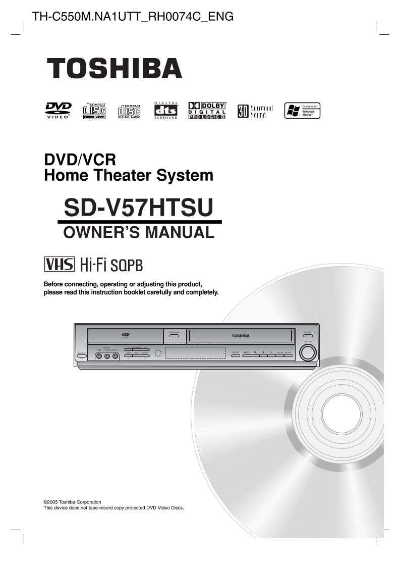 Toshiba SDV57HT SDV57HTSU ser0135 DVD/VCR Combo Player Operating Manual