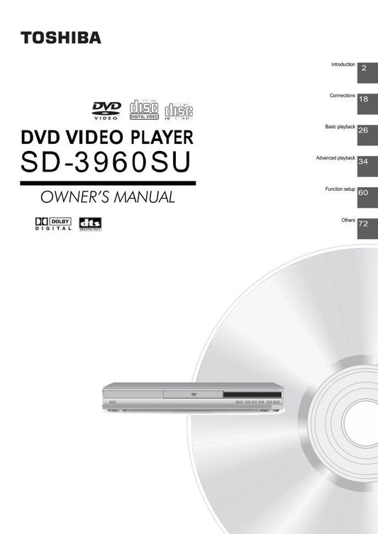 Toshiba SD3960 SD3960SU ser0107 DVD Player Operating Manual