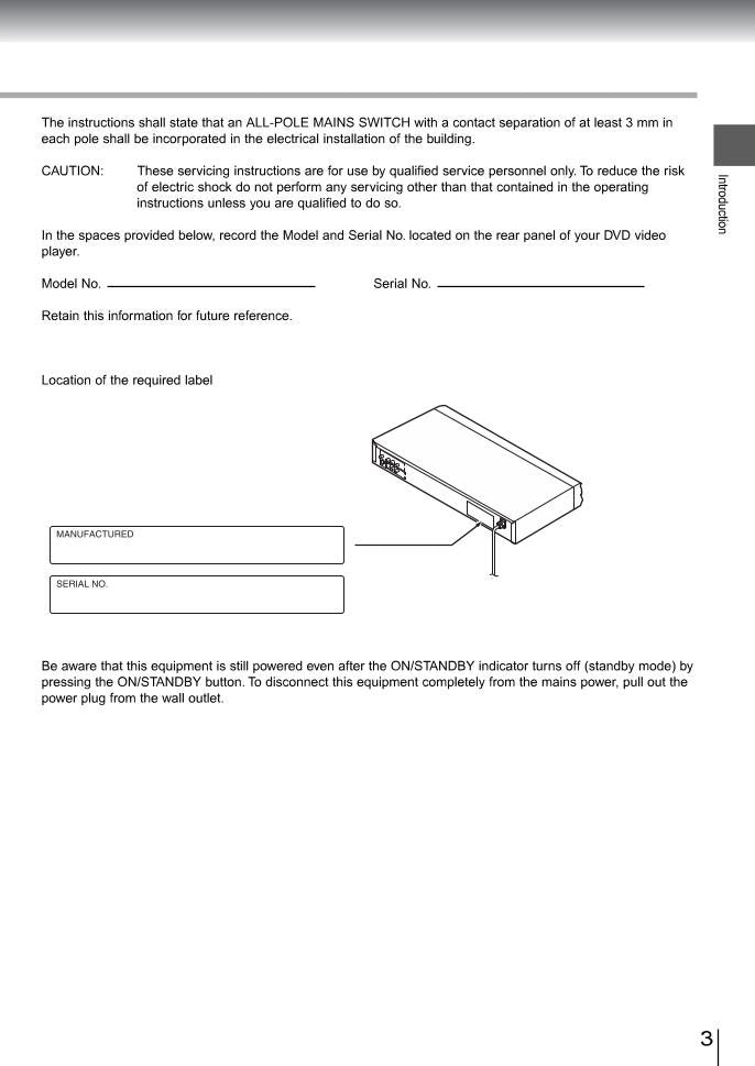 Toshiba SD3960 SD3960SU ser0107 DVD Player Operating Manual