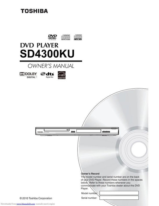 Toshiba SD4300 DVD Player Operating Manual