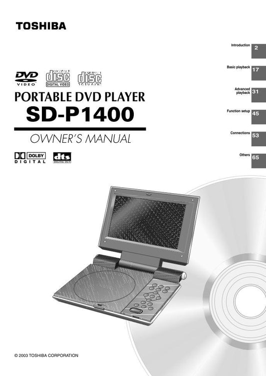 Toshiba SDP1200 SDP1400 Consumer Electronics Operating Manual